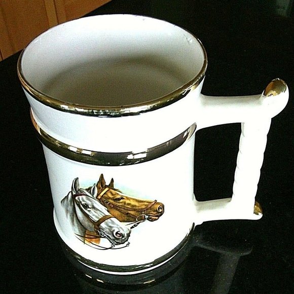 Prince William warranted 22 carat gold Beer Tankard Arabian Horses Coffee Mug T - Picture 12 of 16
